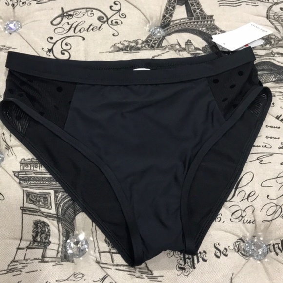 Ella Moss Polka Dot Mesh High Waist Bikini Bottoms - Picture 5 of 8